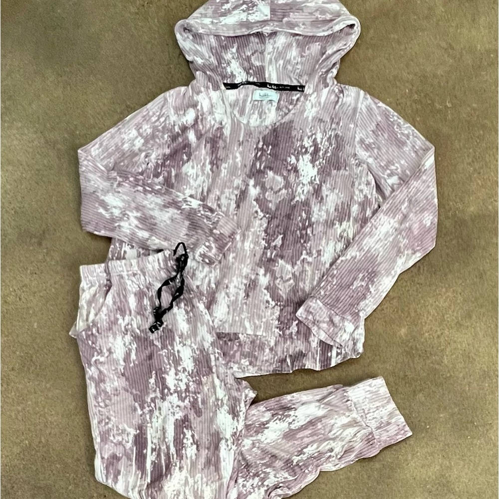Nicole Miller Tie-Dye Burn-out Ribbed Lounge Set  Size L